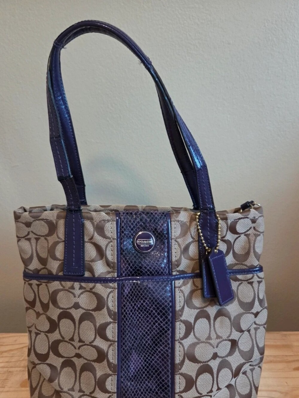 COACH SIGNATURE Y2K Python Classic Monogram Canvas Tote *READ*